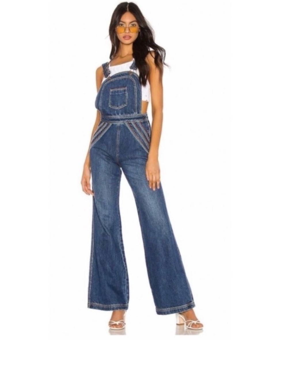 Free People Chasing Rainbows Overalls Women’s Flared Leg size 4